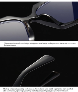 Detailed view of comfortable silicone nose pads and ergonomic temples of blue light glasses