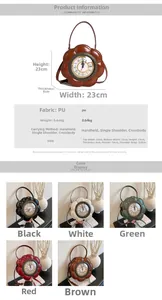 Détails du sac horloge en forme de fleur avec chiffres romains et options de couleurs