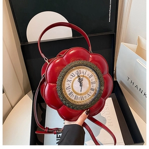 Creative red flower handbag with a retro clock design in a luxury gift box packaging