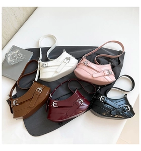 Detailed collection of asymmetrical PU leather underarm bags in five versatile colors