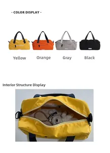 Detail showing various colors and spacious interior of the nylon travel tote bag