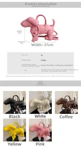 Detail der dackelförmigen PU-Leder Handtasche mit Griff und verstellbarem Riemen