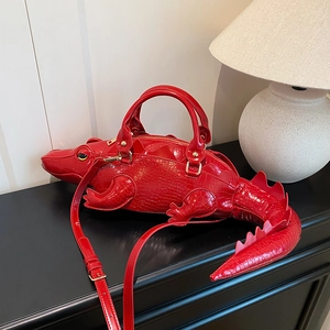 Crocodile Shape Handbag 3D Animal PU Leather Embossed Crossbody Shoulder Bag Novelty Fashion Creative Styling For Women