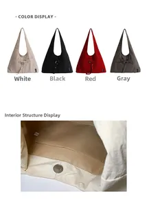 Détails du sac hobo en toile avec fermeture magnétique et poche intérieure pratique