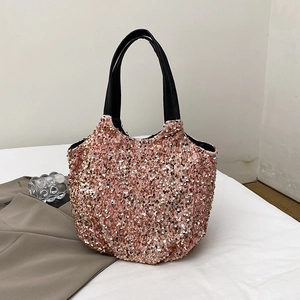 Sac À Main À Paillettes Grande Capacité Seau Tote Et Pochette Sac Étincelant Mode Navetteur Fête Glamour Brillant Femmes