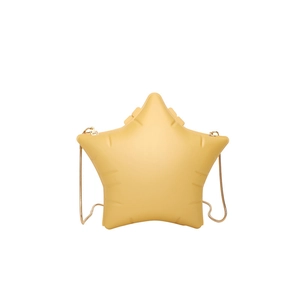 Star-shaped acrylic crossbody bag in matte yellow finish with a gold chain strap