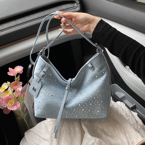 Borsa A Tracolla In Denim Con Strass Da Donna Design Di Nicchia Scintillante Borsa A Mano Tote Crossbody