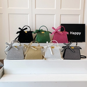 Mini sacs à main chics en strass avec nœud en cristal et poignée supérieure en sept couleurs