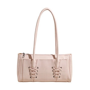Sac baguette rose minimaliste avec détails lacés et fines bretelles d'épaule