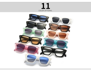 Eleven color options for vintage rectangle cat-eye sunglasses with triple rivet accents