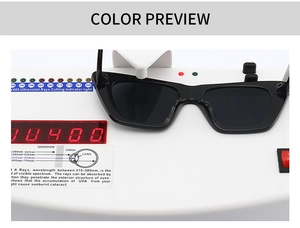 Functional UV400 test showing professional protection level for black cat eye sunglasses