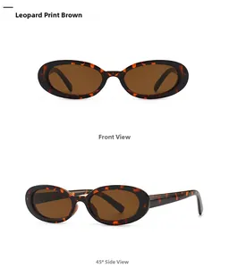Front and 45-degree angle view of vintage leopard print sunglasses with brown lenses