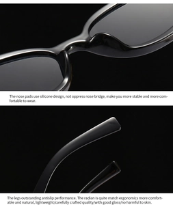 Detail of ergonomic nose pads and anti-slip temples on lightweight black frame sunglasses