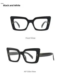 Detailansicht der schwarzen Cat-Eye Sonnenbrille mit silbernen Nieten-Details