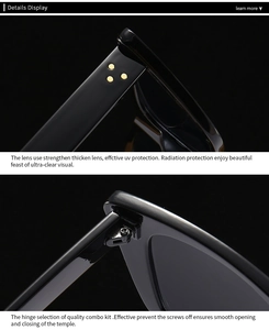 Detail of premium hinges and metal rivets on modern square cat-eye sunglasses
