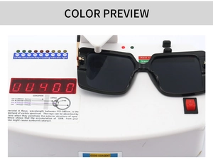 Quadratische Sonnenbrille im Rock-Stil mit UV400-Schutztest auf professionellem Gerät