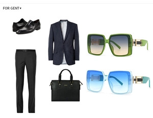 Herren Business Set mit Lederaccessoires und quadratischer Rock-Style Sonnenbrille
