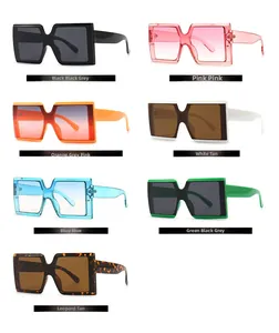 Collection of square frame sunglasses in assorted jelly colors and leopard print