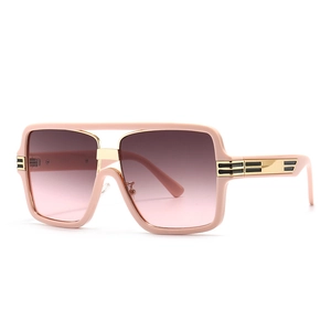Retro oversized square sunglasses with pink matte frames and gradient lenses for women