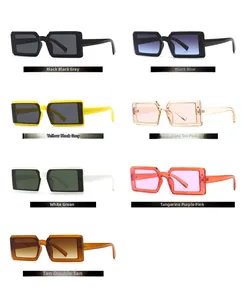 Collection of jelly color rectangular sunglasses in diverse frame and lens colors
