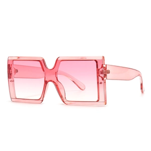 Square oversized sunglasses with jelly pink gradient lenses and trendy thick frame