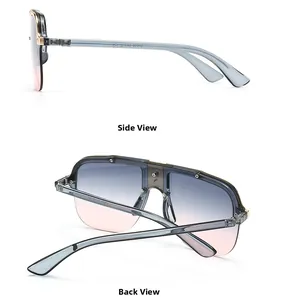Flat top oversized aviator sunglasses with gradient lenses and gold screw details