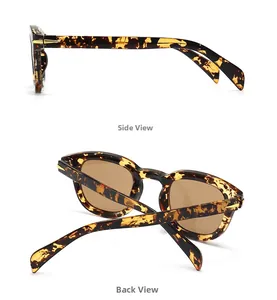 Detail of tortoise shell sunglasses frame showing side and back views with metal accents
