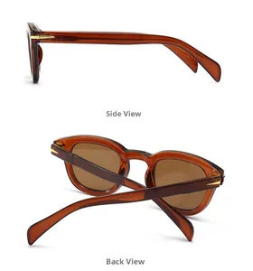 Detail views showing side and back angles of tortoise shell retro round sunglasses