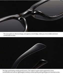 Close-up of ergonomic integrated nose pads and glossy temples of retro round sunglasses