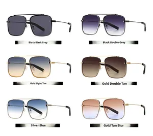Collection de lunettes de soleil carrées oversize en six couleurs avec branches en métal