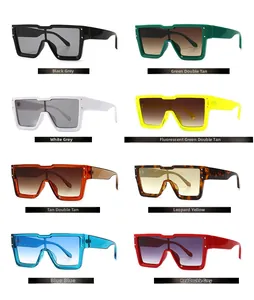 Detailed grid view showcasing eight color options for large square flat top sunglasses