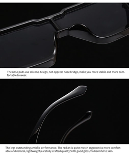 Detail view of smooth silicone nose pads and ergonomic anti-slip temples on black sunglasses