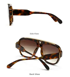 Seiten- und Rückansicht der Retro-Sonnenbrille mit Schildpatt-Muster und Goldleiste