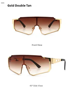 Front and 45-degree views of golden shield sports sunglasses with gradient lenses