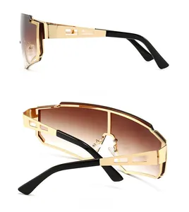 Side and back view of men's M505 sports cycling sunglasses with gold frames