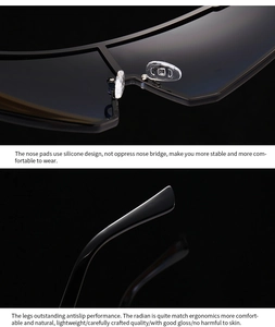 Detail view of ergonomic temples and silicone nose pads for men's cycling sunglasses