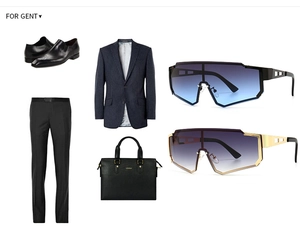 Men's sports cycling sunglasses with suit, leather shoes and bag accessories