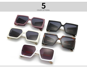 Detailed view of five color options for modern square oversized fashion sunglasses
