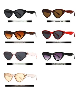 Collection de lunettes de soleil œil-de-chat étroites en noir, bordeaux, léopard et rose