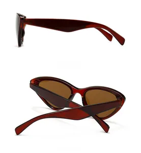 Vue latérale et arrière de lunettes de soleil œil de chat rétro à monture marron