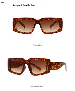 Detailed views of leopard tortoise shell sunglasses with gradient brown lenses