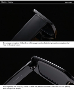 Macro detail of sunglasses hinge and M317 model specs on high-quality black frame