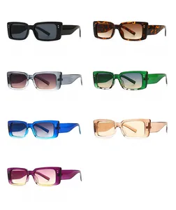 Detailed grid view showing vintage square sunglasses in seven diverse stylish color options