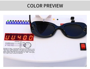 Detailed UV400 protection test showing high ultraviolet defense for oval sunglasses