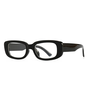 Modern retro rectangle sunglasses with black thick frame in vintage Y2K fashion style