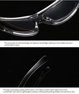 Detail of soft silicone nose pads and ergonomic anti-slip temple tips for eyewear