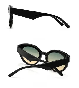 Vues latérale et arrière des lunettes de soleil rétro avec branches texturées et dégradé