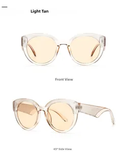Vues de face et de côté à 45 degrés de lunettes de soleil rondes marron clair