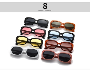Présentation de huit lunettes de soleil ovales rétro avec montures et verres colorés
