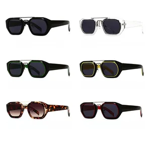 Detaillierte Katalogansicht von sechs Farbvarianten der Retro-Quadrat-Sonnenbrille